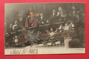 Ansichtskarte AK Edouard VII á la revue de Vincennes Salut au Drapeau 1903 Frankreich France Militär